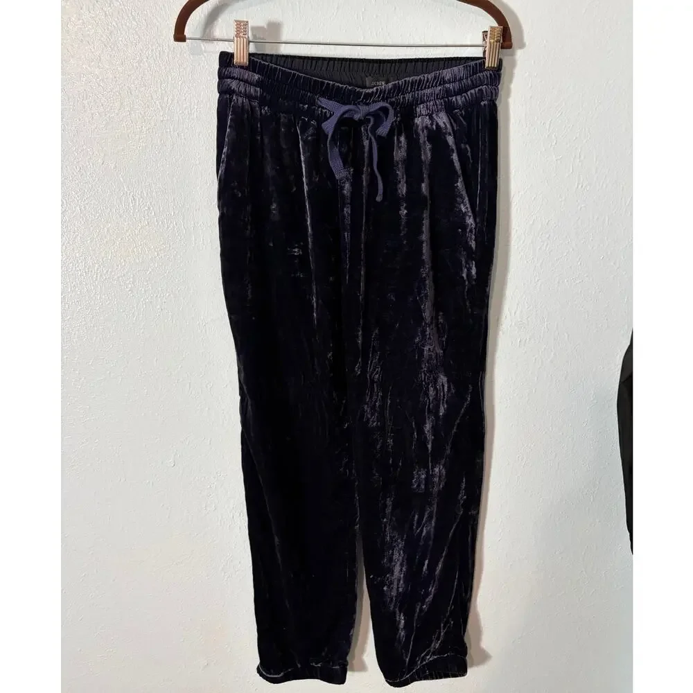 J.Crew Velvet Jogger Pants 0 Deep Purple Drawstring Pull On Witchy Whimsigoth